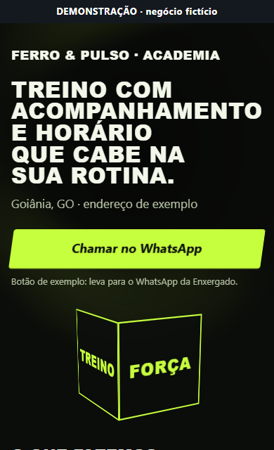 Prévia da demonstração fictícia: Academia